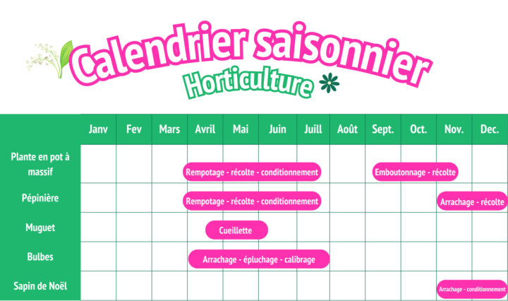 Calendrier saisonnier - horticulture