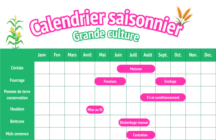 Calendrier saisonnier - grande culture