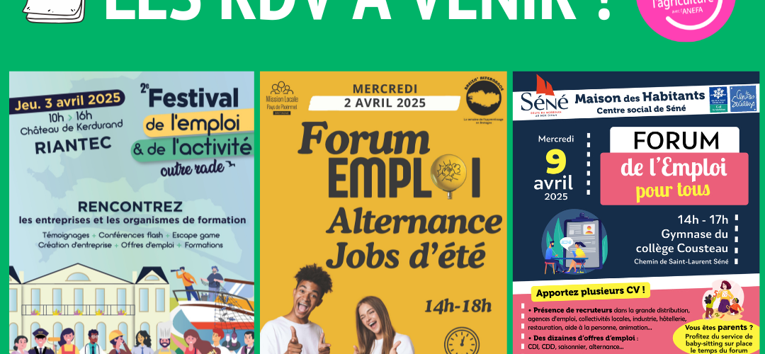 Les rendez-vous à venir avril 2025
