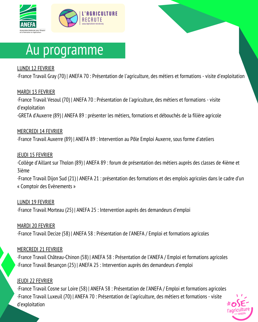 semaine des métiers de l'agriculture