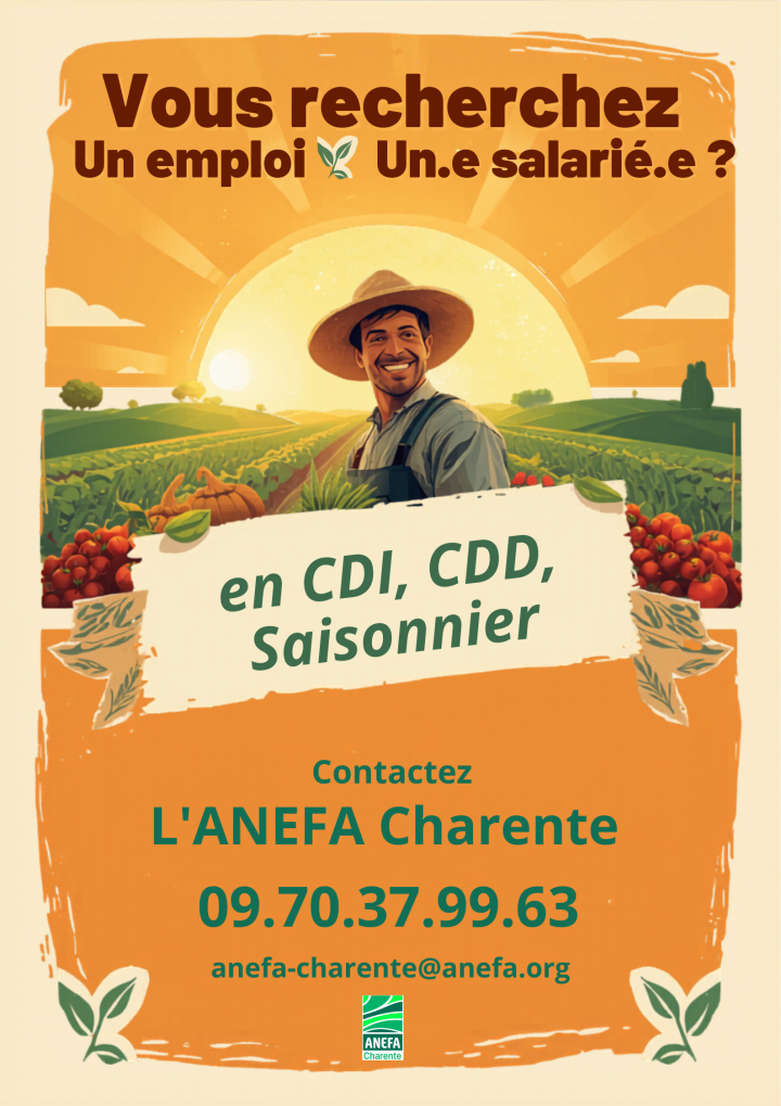 Que vous soyez Employeurs agricoles, salariés agricoles, l'ANEFA Charente vous aide dans votre parcours professionnel, et dans vos recrutements.